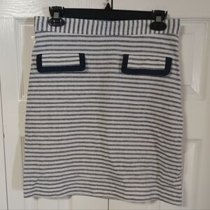 Brooks Brothers Navy and White Striped A-Line Skirt
